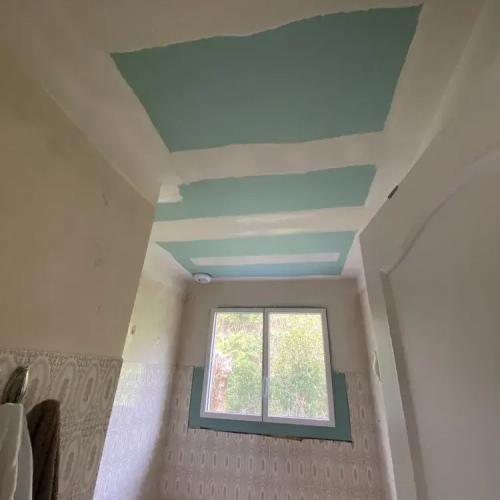 Pose de cloisons sèches dans une pièce d'eau