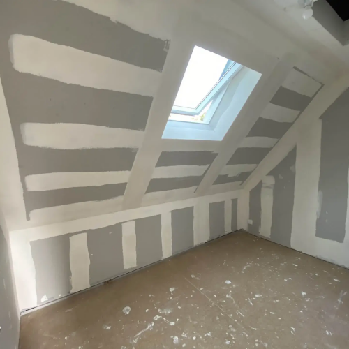 Photo après pose de cloisons sèches sous combles